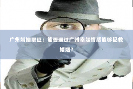 广州婚姻取证：能否通过广州幸媛情感能够拯救婚姻？