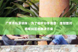 广州市私家侦探：为了和平分手挽回：理智面对感情纠葛的解决方案