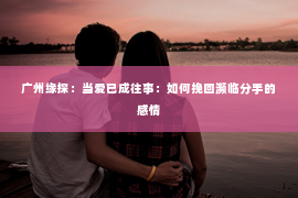 广州缘探:当爱已成往事:如何挽回濒临分手的感情 广州缘探:当爱已成往事:如何挽回濒临分手的感情