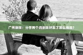 广州缘探:分手两个月删除好友了怎么挽回? 广州缘探:分手两个月删除好友了怎么挽回?