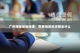 广州缘探婚姻调查：情感挽回的关键是什么