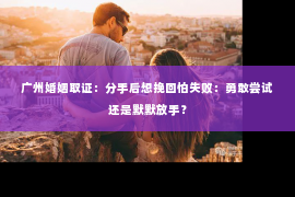 广州婚姻取证：分手后想挽回怕失败：勇敢尝试还是默默放手？