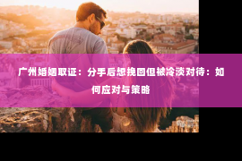 广州婚姻取证：分手后想挽回但被冷淡对待：如何应对与策略