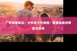 广州婚姻取证:分手后不可挽回:情感裂痕的修复与反思 广州婚姻取证:分手后不可挽回:情感裂痕的修复与反思
