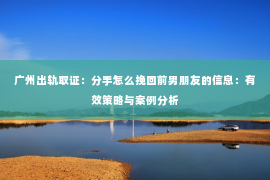 广州出轨取证：分手怎么挽回前男朋友的信息：有效策略与案例分析