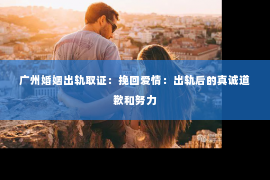 广州婚姻出轨取证：挽回爱情：出轨后的真诚道歉和努力