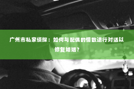 广州市私家侦探：如何与配偶的情敌进行对话以修复婚姻？