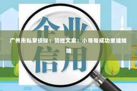 广州市私家侦探：简短文案：小哥哥成功重建婚姻