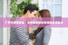 广州市调查取证:寻找合肥的婚姻挽回咨询地点 广州市调查取证:寻找合肥的婚姻挽回咨询地点