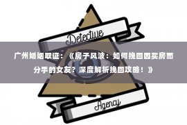 广州婚姻取证：《房子风波：如何挽回因买房而分手的女友？深度解析挽回攻略！》