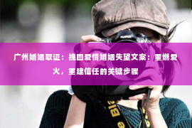 广州婚姻取证:挽回爱情婚姻失望文案:重燃爱火,重建信任的关键步骤 广州婚姻取证:挽回爱情婚姻失望文案:重燃爱火,重建信任的关键步骤