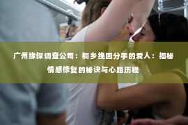 广州缘探调查公司：桐乡挽回分手的爱人：揭秘情感修复的秘诀与心路历程