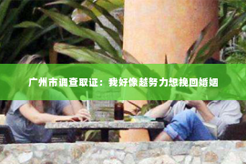 广州市调查取证：我好像越努力想挽回婚姻