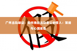 广州出轨取证：如何挽回出轨老公的情人：策略与心理准备