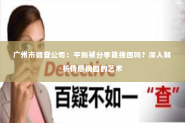 广州市调查公司：平胸被分手能挽回吗？深入解析情感挽回的艺术