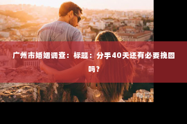 广州市婚姻调查：标题：分手40天还有必要挽回吗？