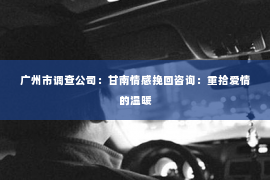 广州市调查公司：甘南情感挽回咨询：重拾爱情的温暖