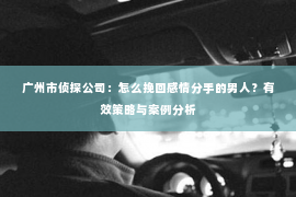 广州市侦探公司：怎么挽回感情分手的男人？有效策略与案例分析