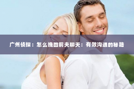 广州侦探：怎么挽回前夫聊天：有效沟通的秘籍