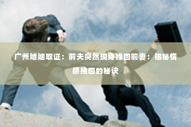 广州婚姻取证：前夫突然现身挽回前妻：揭秘情感挽回的秘诀