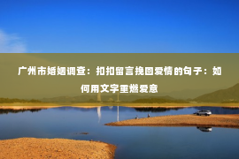 广州市婚姻调查：扣扣留言挽回爱情的句子：如何用文字重燃爱意