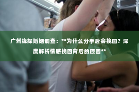 广州缘探婚姻调查:**为什么分手后会挽回?深度解析情感挽回背后的原因** 广州缘探婚姻调查:**为什么分手后会挽回?深度解析情感挽回背后的原因**