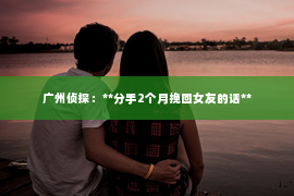 广州侦探：**分手2个月挽回女友的话**