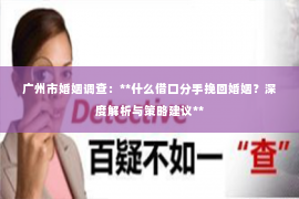 广州市婚姻调查:**什么借口分手挽回婚姻?深度解析与策略建议** 广州市婚姻调查:**什么借口分手挽回婚姻?深度解析与策略建议**