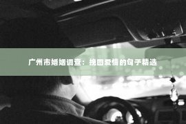 广州市婚姻调查：挽回爱情的句子精选