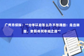 广州市侦探：**分手以后怎么办不想挽回：走出阴霾，重新寻找幸福之路**