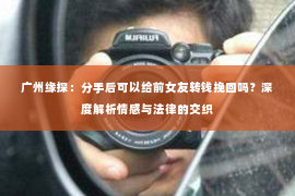 广州缘探:分手后可以给前女友转钱挽回吗?深度解析情感与法律的交织 广州缘探:分手后可以给前女友转钱挽回吗?深度解析情感与法律的交织
