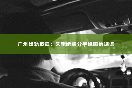 广州出轨取证：失望婚姻分手挽回的话语