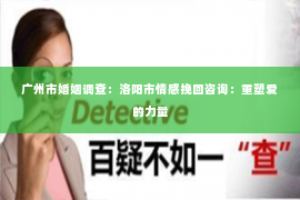 广州市婚姻调查：洛阳市情感挽回咨询：重塑爱的力量