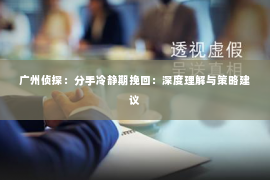广州侦探：分手冷静期挽回：深度理解与策略建议