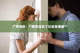 广州侦探：**感情出轨了以后想挽回**