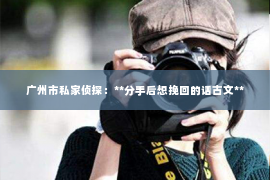 广州市私家侦探：**分手后想挽回的话古文**