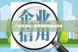广州市侦探：情感挽回婚姻的策略