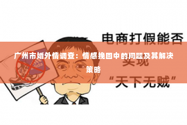 广州市婚外情调查：情感挽回中的问题及其解决策略