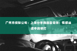 广州市侦探公司：上海分手挽回咨询师：情感迷途中的明灯