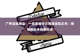 广州出轨取证：一纸离婚协议挽回出轨丈夫：婚姻危机中的转折点