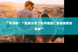 广州侦探：**如果分手了怎样挽回：重建爱情的桥梁**