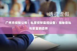 广州市侦探公司：私家侦探监控设备：揭秘隐私与安全的边界