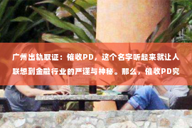 广州出轨取证：催收PD，这个名字听起来就让人联想到金融行业的严谨与神秘。那么，催收PD究竟是什么职位呢？今天，我们就来聊聊这个话题。