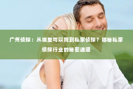 广州侦探：从哪里可以找到私家侦探？揭秘私家侦探行业的秘密通道