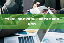广州侦探：万能私家侦探社：许冠文电影中的神秘世界