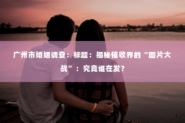 广州市婚姻调查：标题：揭秘催收界的“图片大战”：究竟谁在发？