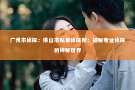 广州市侦探:佛山市私家侦探所:揭秘专业侦探的神秘世界 广州市侦探:佛山市私家侦探所:揭秘专业侦探的神秘世界