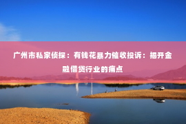 广州市私家侦探：有钱花暴力催收投诉：揭开金融借贷行业的痛点