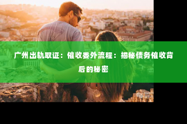 广州出轨取证：催收委外流程：揭秘债务催收背后的秘密