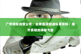 广州缘探调查公司：云南曲靖昭通私家侦探：揭开真相的神秘力量